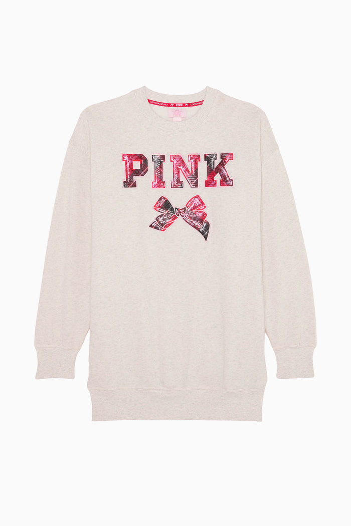 PINK x LoveShackFancy Oversized Crew Neck Dress - SNOW HEATHER
