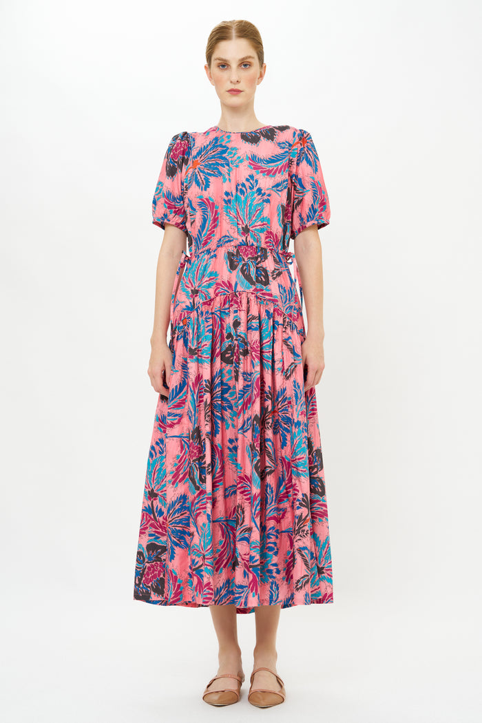 Piped Puff Sleeve Maxi- Chennai Rose