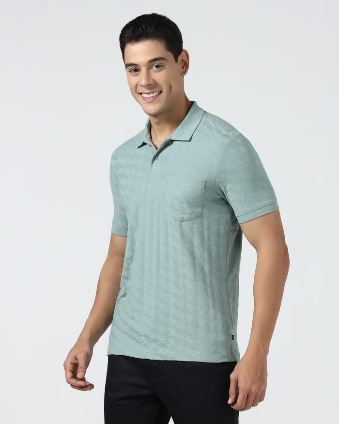 Pista Green Textured Polo - Kim Chum