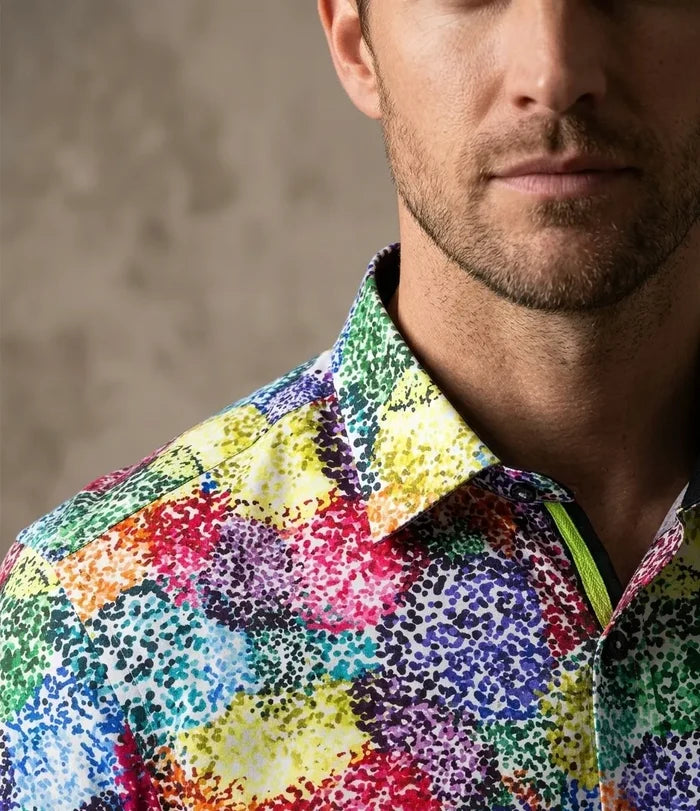 Playful Multicolour Pattern Print with Matching Handkerchief