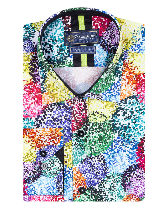 Playful Multicolour Pattern Print with Matching Handkerchief-Makrom