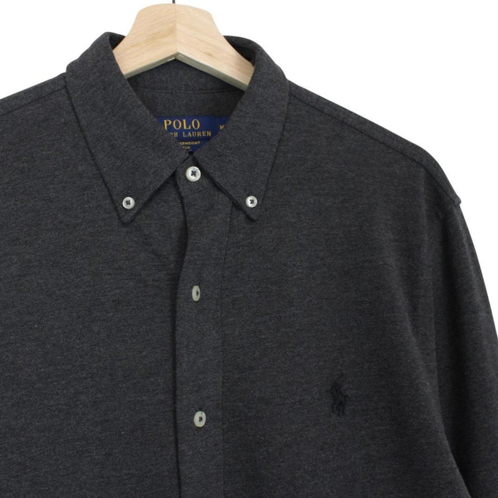 Polo Ralph Lauren Grey Featherweight Mesh Cotton Long Sleeve Shirt