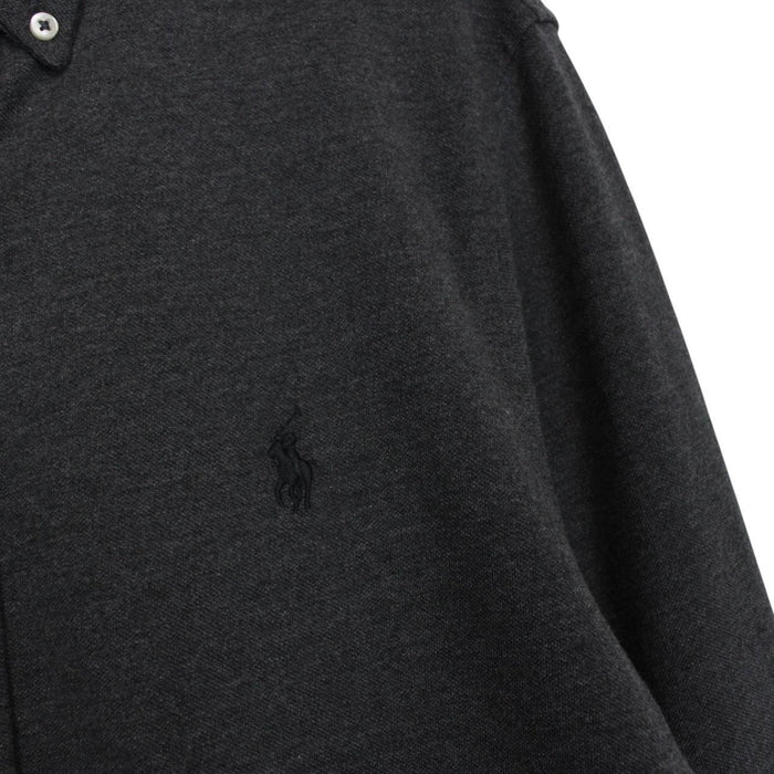 Polo Ralph Lauren Grey Featherweight Mesh Cotton Long Sleeve Shirt