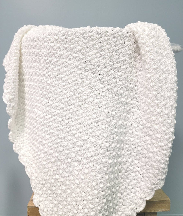 Popcorn knit baby blanket.