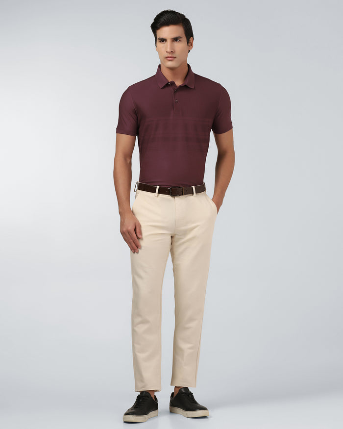 Port Wine Textured Polo - Peek