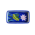 Pottery Soap Dish Rect Lotus Dark Blue