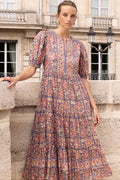 Puff Sleeve Maxi- Matera Navy