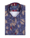 Purple Paisley Print Shirt with Matching Handkerchief-Makrom