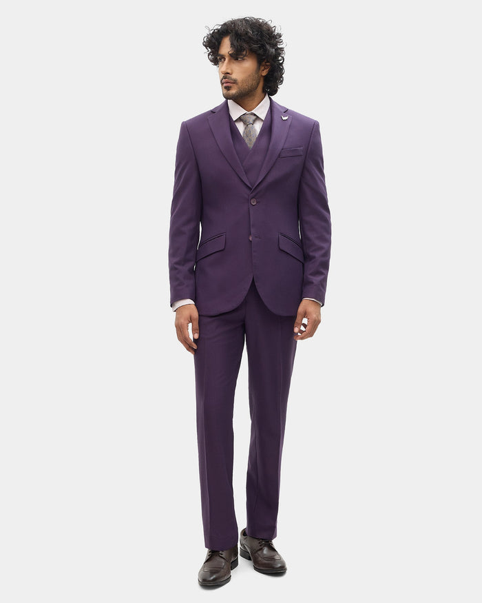 Purple Three Piece Textured Suit - Tristan