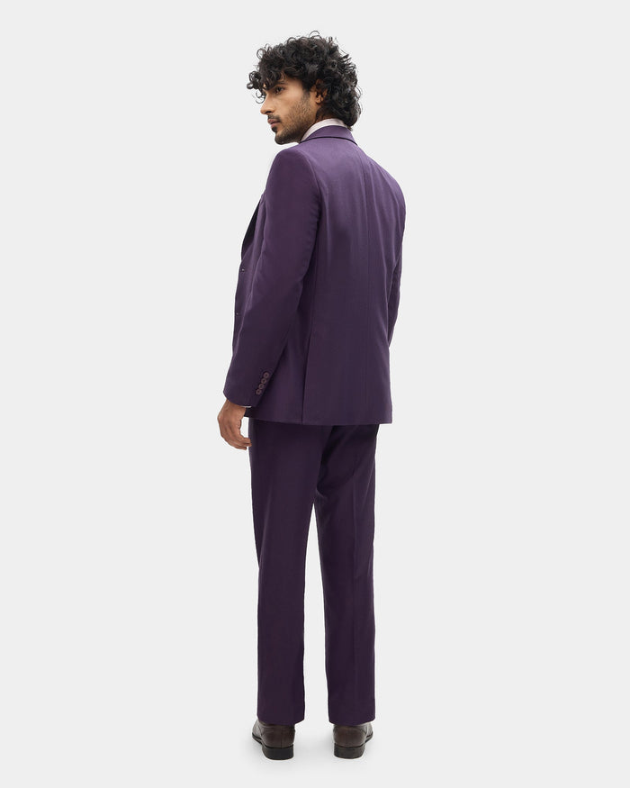 Purple Three Piece Textured Suit - Tristan