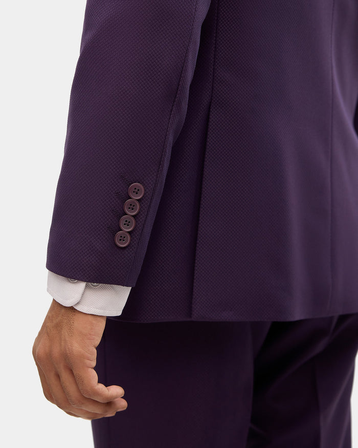 Purple Three Piece Textured Suit - Tristan