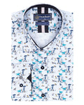 Rainy Day Dog Walk Stripe Print with Matching Handkerchief-Makrom