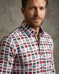 Retro Typewriter Shirt Satin Cotton Shirt with Matching Handkerchief