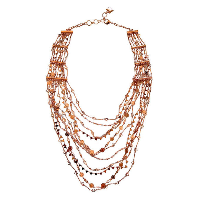 Rose Gold Layered Novelty Chain Necklace