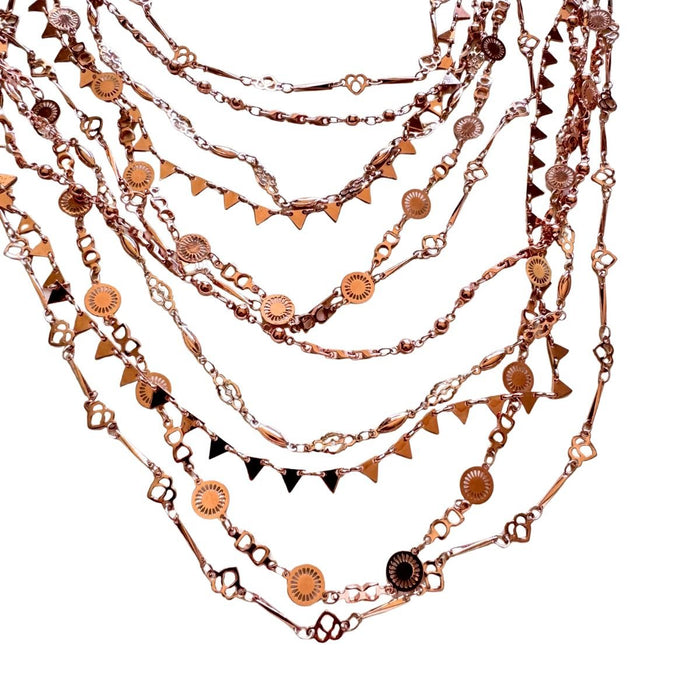 BCBGMAXAZRIA Rose Gold Layered Novelty Chain Necklace - Runway Catalog