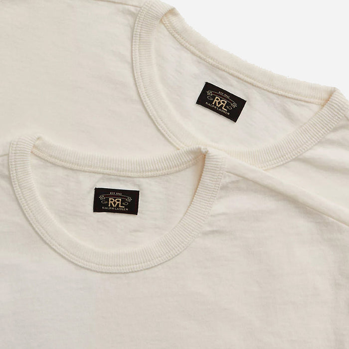 RRL Garment Dyed Pocket T-Shirt Two-Pack Warm White