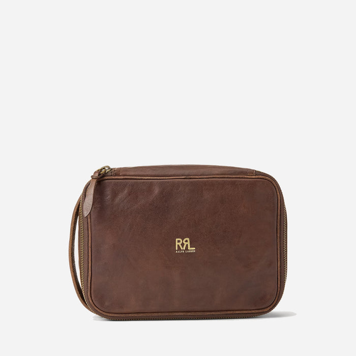 RRL Large Leather Travel Pouch Brown