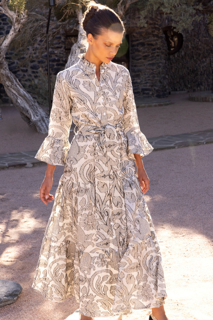 Ruffle Collar Bell Maxi- Herod Cream