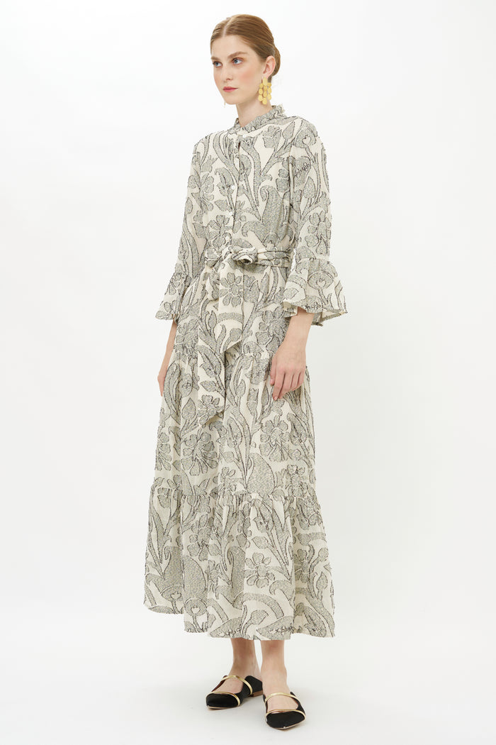 Ruffle Collar Bell Maxi- Herod Cream