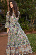 Ruffle Collar Bell Maxi- Matera Green