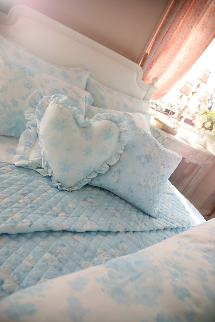 Ruffle Heart Pillow - BLUEBELL