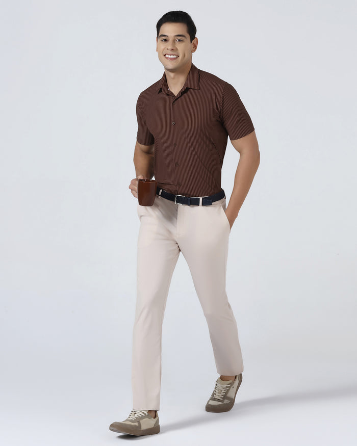 Rust Half Sleeve TechPro Stripe Shirt - Inertia