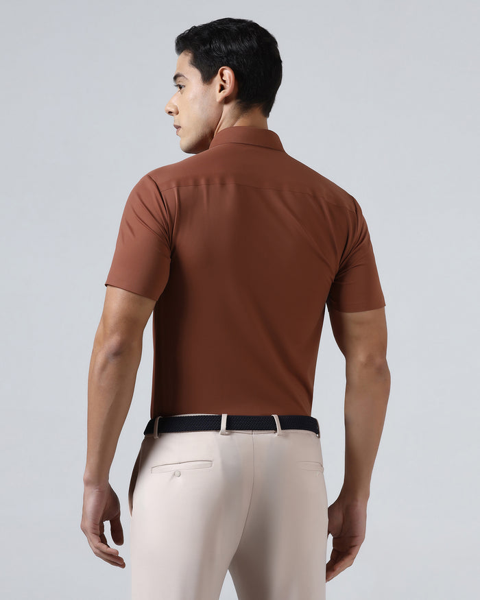 Rust Half Sleeve TechPro Textured Shirt - Henry