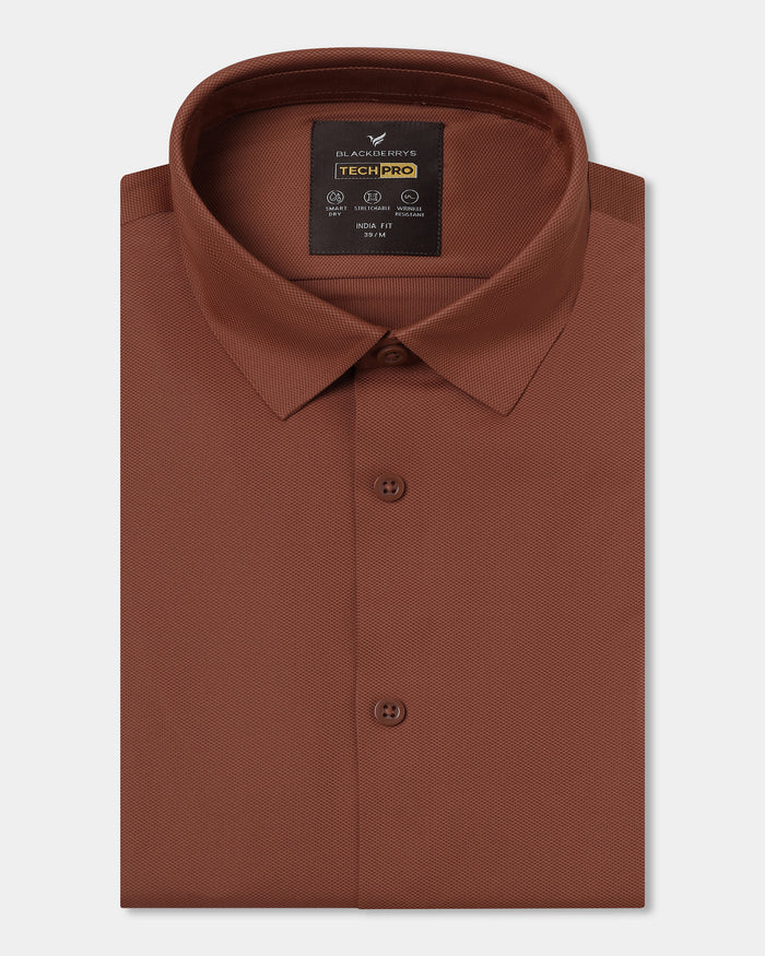 Rust Half Sleeve TechPro Textured Shirt - Henry