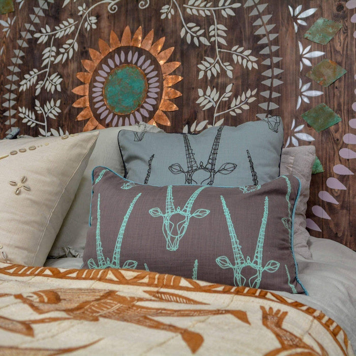 Rustic Wire Buck Print Lumbar Pillow 16x24 with insert