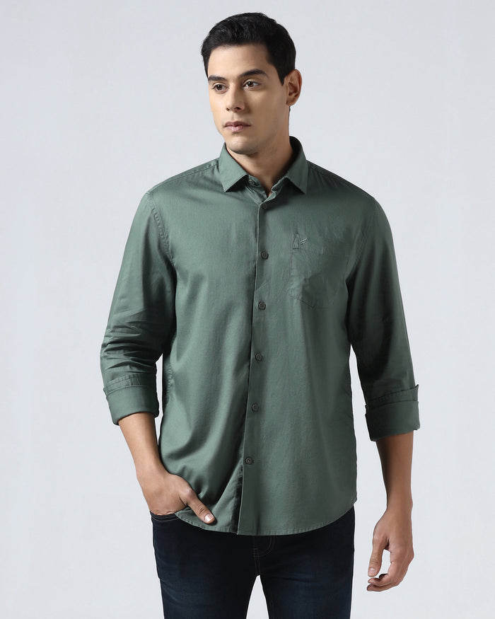 Sage Green Textured Shirt - Nuvan