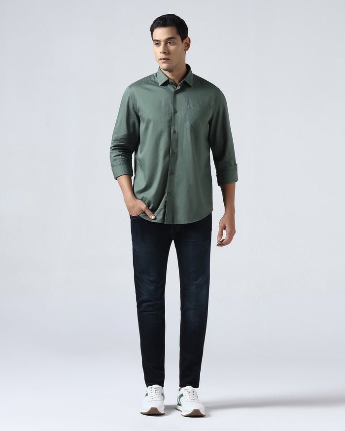 Sage Green Textured Shirt - Nuvan