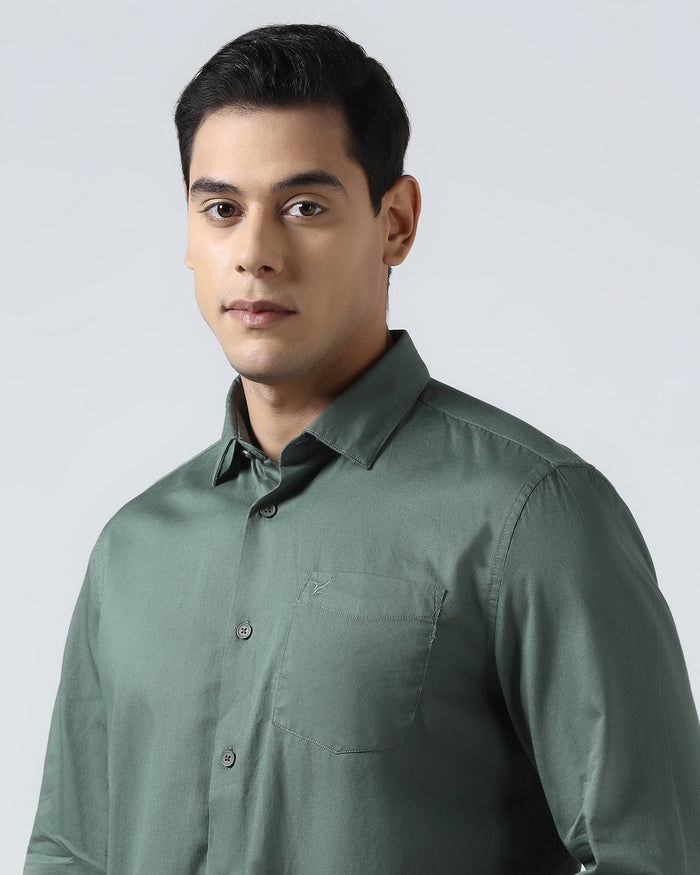 Sage Green Textured Shirt - Nuvan