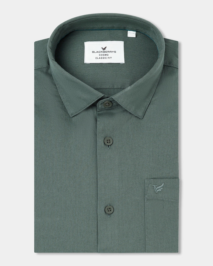 Sage Green Textured Shirt - Nuvan