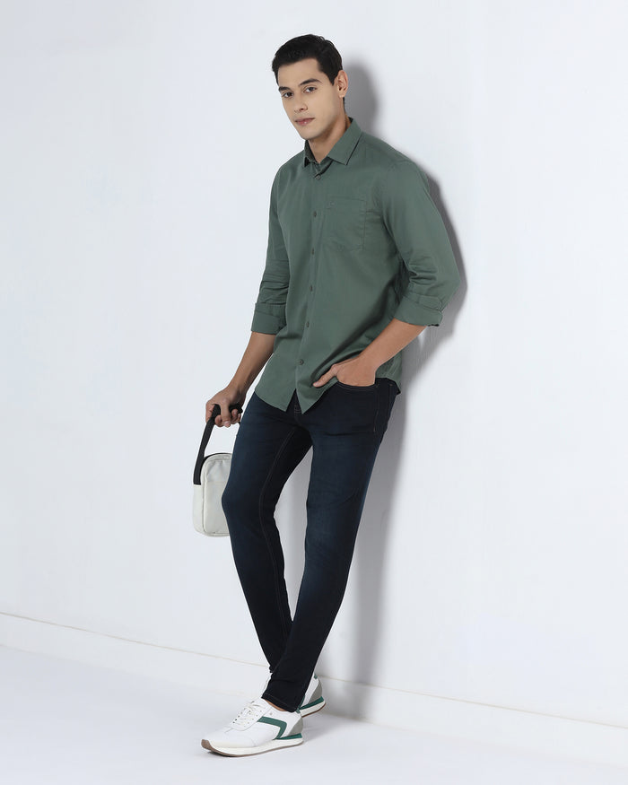 Sage Green Textured Shirt - Nuvan