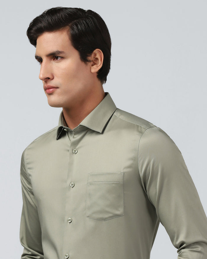 Sage Green Unwrinkle Solid Shirt - Sylvia