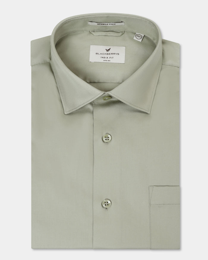Sage Green Unwrinkle Solid Shirt - Sylvia
