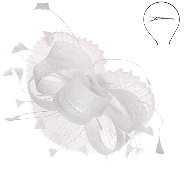 Sheer Mesh Loop Feather Spray Fascinator with Headband