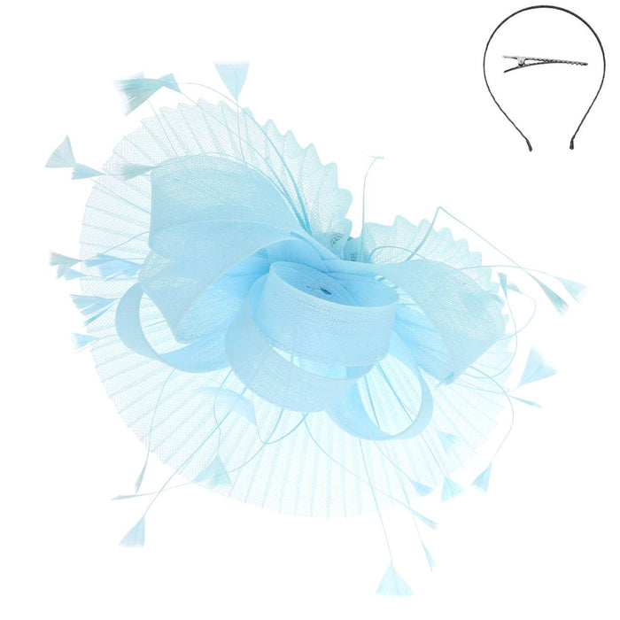 Sheer Mesh Loop Feather Spray Fascinator with Headband