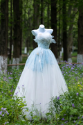 Shinning Ball Gown Strapless Light Sky Blue Tulle Long Prom Dresses Impress 19th Birthday Outfits Prom Gown