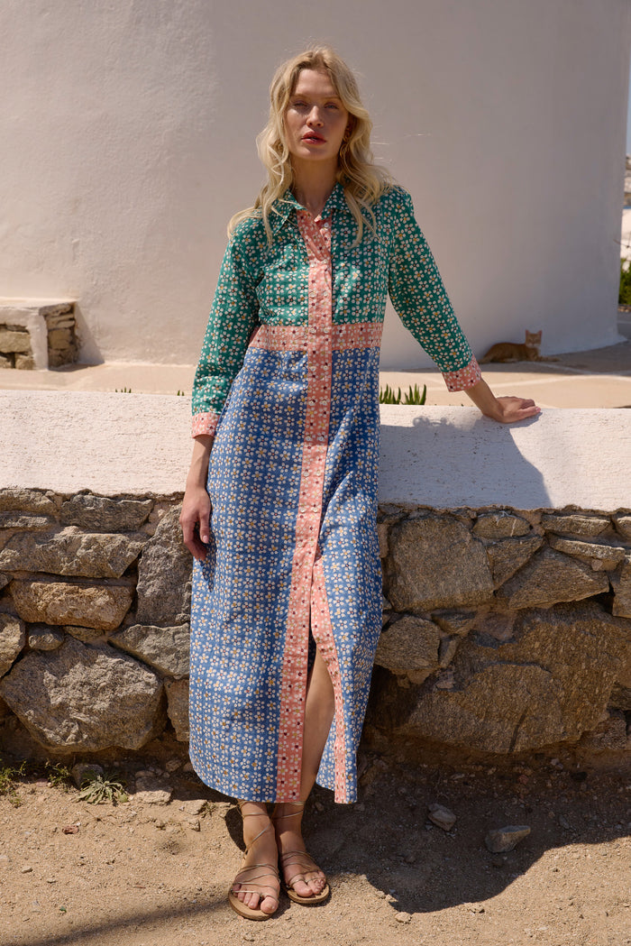 Shirt Dress Maxi- Aster Blue