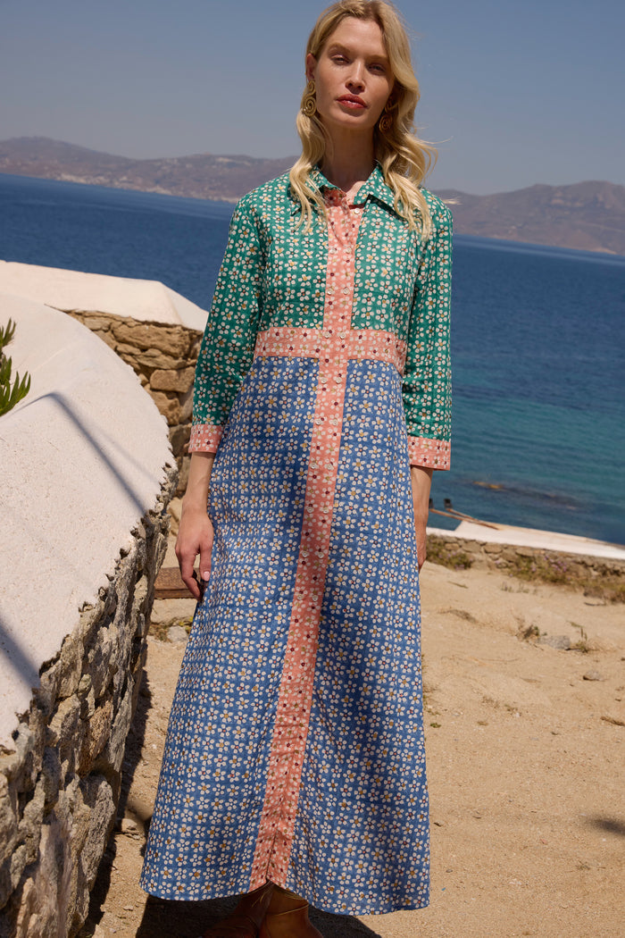 Shirt Dress Maxi- Aster Blue