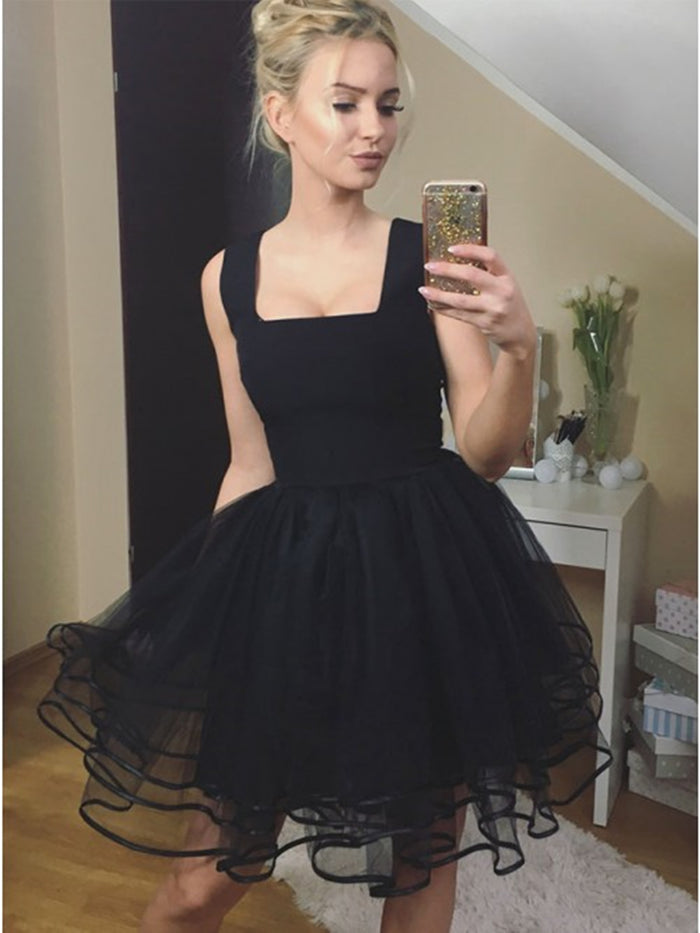 Short Black Prom Dresses, Short Black Homecoming Graduation Formal Dresses