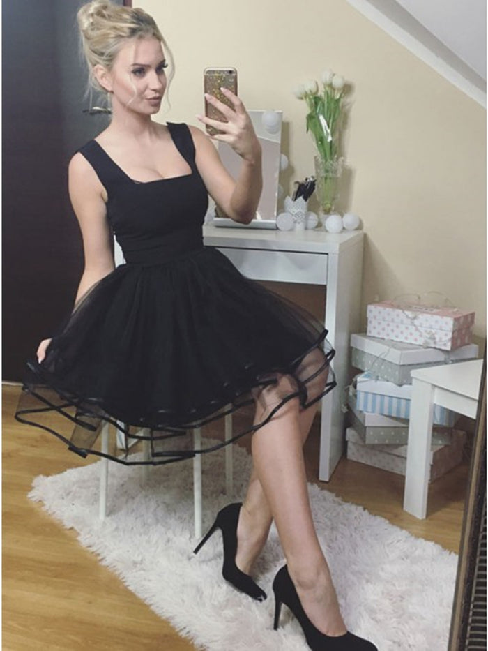Short Black Prom Dresses, Short Black Homecoming Graduation Formal Dresses