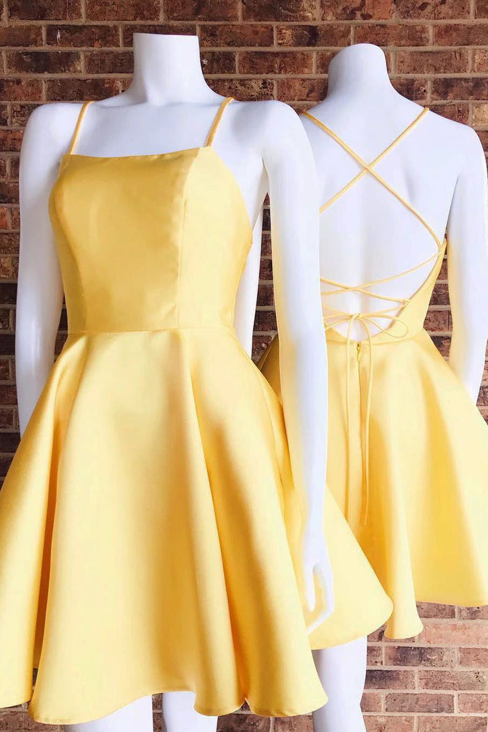 Short BurgundyYellow Backless Prom Dresses, Short YellowBurgundy Backless Formal Homecoming Dresses