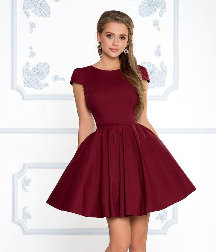 Short Sleeves Short Navy Blue Red Burgundy Prom Dresses, Short Sleeves Short Graduation Homecoming Formal Dresses