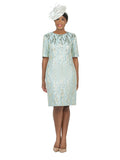 Short Slv Brocade Sheath Dress - Plus