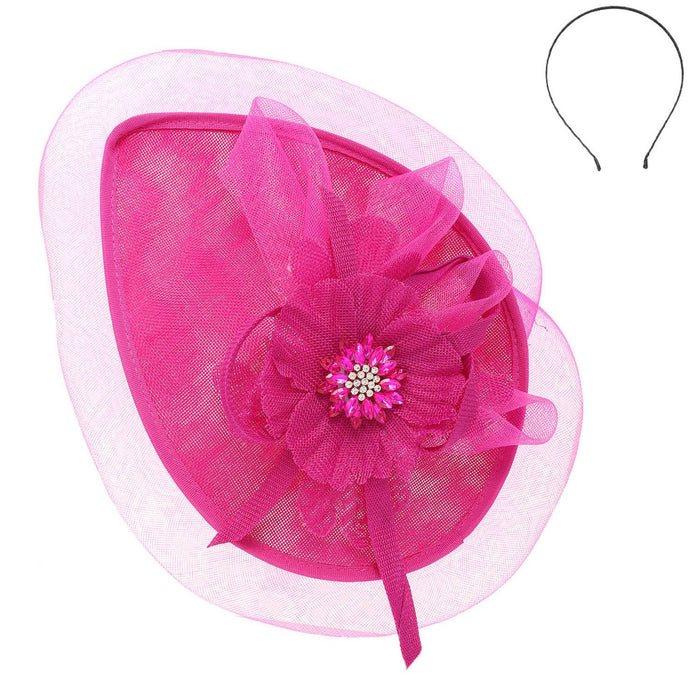 Sinamay Disc Headband Fascinator with Floral Accent