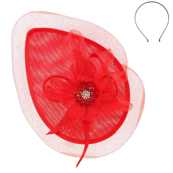 Sinamay Disc Headband Fascinator with Floral Accent