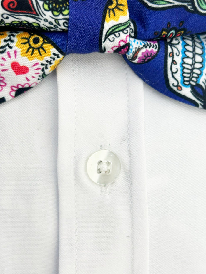 Skull Print Tuxedo Shirt Plain Front Panel-Makrom