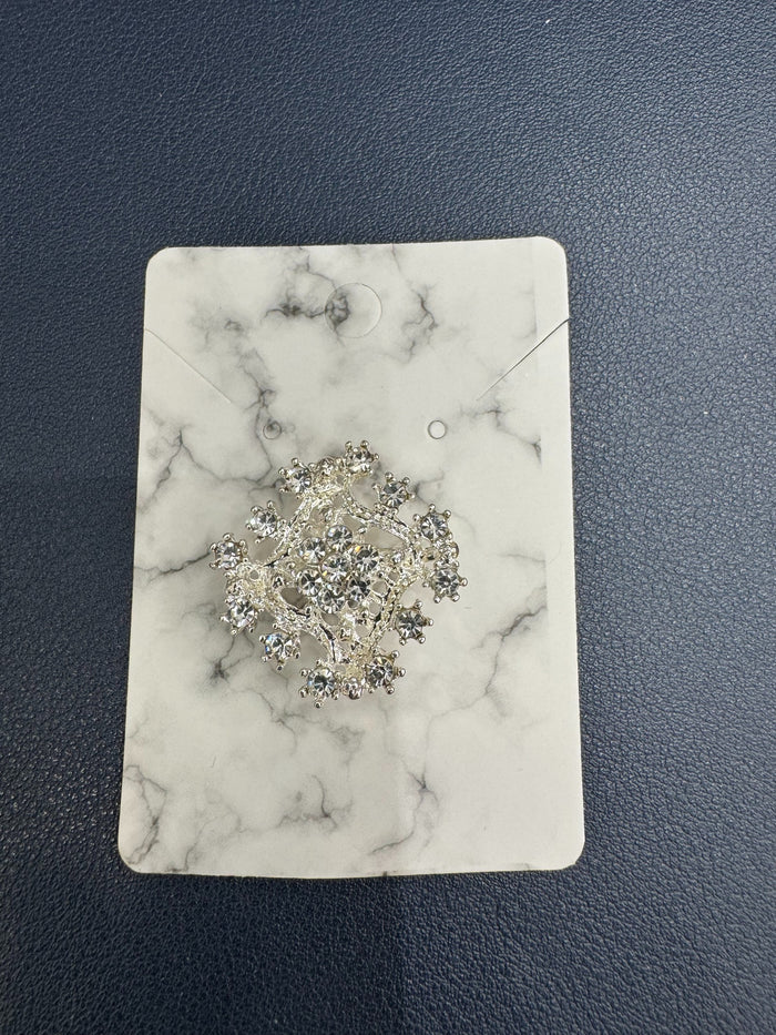 Small Silver Crystal Brooch